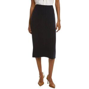 NEW Vince Wool Cashmere Midi Skirt Womens S Navy Blue Luxury Chic Minimalist